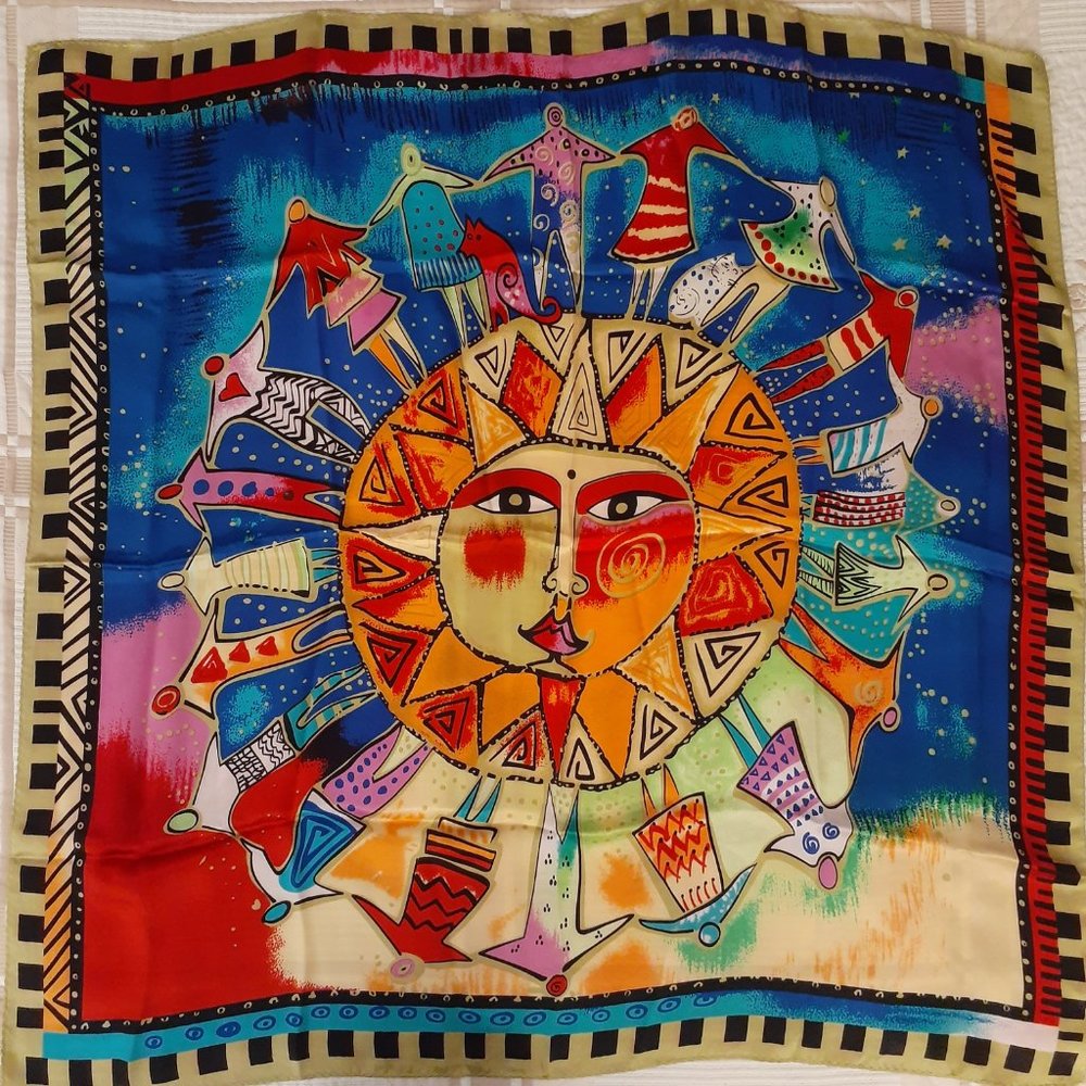 Large Square Scarf Multicolor Size 33" - Picture 7 of 8
